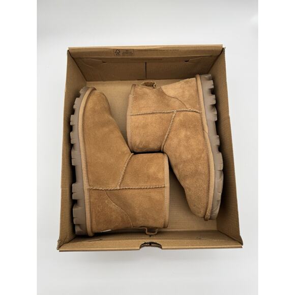 Women's Preowned Size 8 Ugg Essential Mini Boots Chestnut Casual Sheepskin - Picture 4 of 16